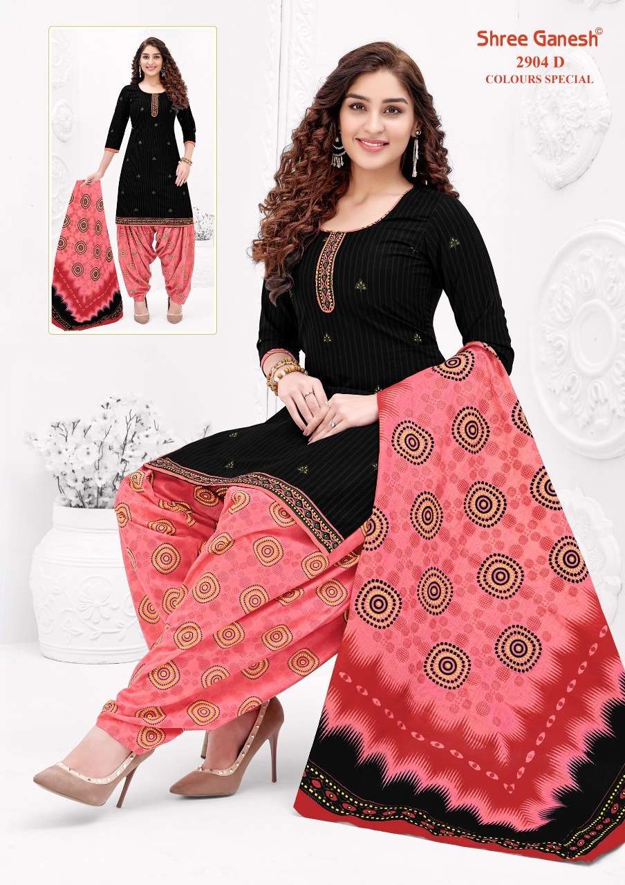 COLOUR SPECIAL 2904 BY SHREE GANESH 2904-A TO 2904-D SERIES BEAUTIFUL STYLISH SHARARA SUITS FANCY COLORFUL CASUAL WEAR & ETHNIC WEAR & READY TO WEAR PURE COTTON PRINTED DRESSES AT WHOLESALE PRICE