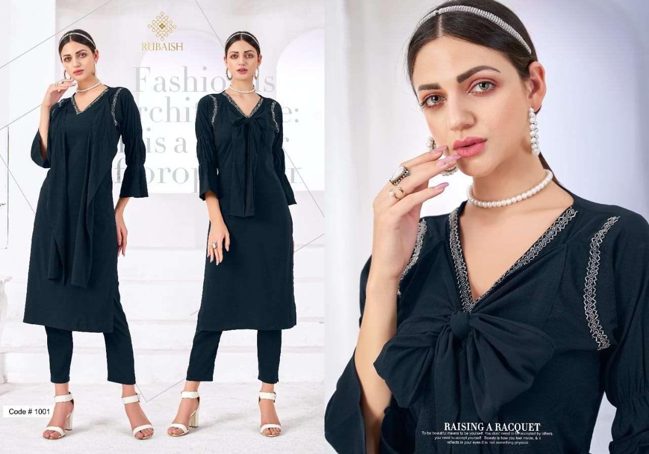 BLING BY RUMAISH 1001 TO 1005 SERIES DESIGNER STYLISH FANCY COLORFUL BEAUTIFUL PARTY WEAR & ETHNIC WEAR COLLECTION COTTON EMBROIDERED KURTIS WITH BOTTOM AT WHOLESALE PRICE