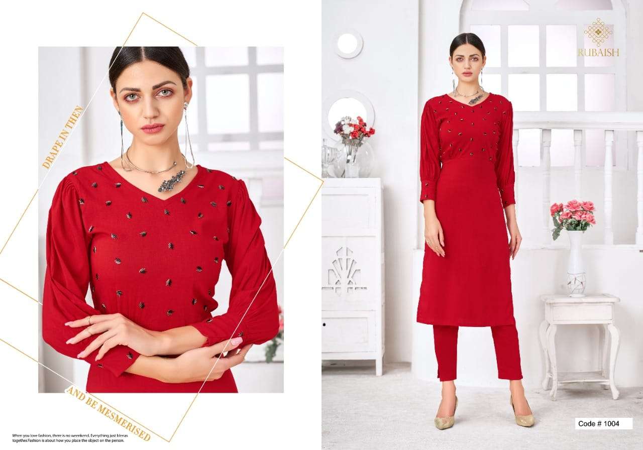 BLING BY RUMAISH 1001 TO 1005 SERIES DESIGNER STYLISH FANCY COLORFUL BEAUTIFUL PARTY WEAR & ETHNIC WEAR COLLECTION COTTON EMBROIDERED KURTIS WITH BOTTOM AT WHOLESALE PRICE