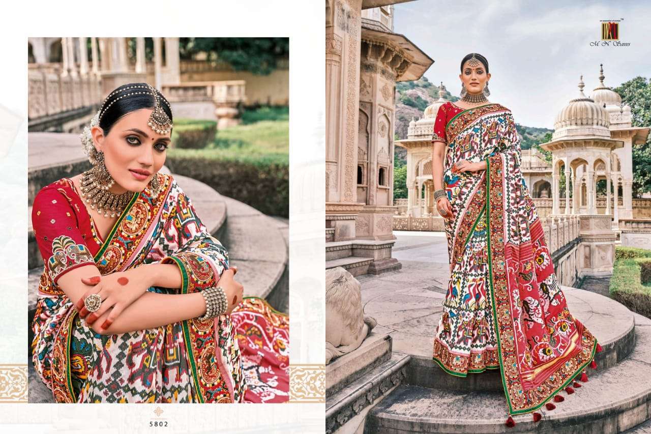 RAJ GHARANA BY M N SAREES 5801 TO 5819 SERIES INDIAN TRADITIONAL WEAR COLLECTION BEAUTIFUL STYLISH FANCY COLORFUL PARTY WEAR & OCCASIONAL WEAR FANCY SAREES AT WHOLESALE PRICE