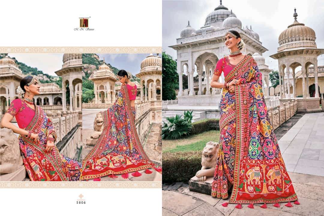 RAJ GHARANA BY M N SAREES 5801 TO 5819 SERIES INDIAN TRADITIONAL WEAR COLLECTION BEAUTIFUL STYLISH FANCY COLORFUL PARTY WEAR & OCCASIONAL WEAR FANCY SAREES AT WHOLESALE PRICE
