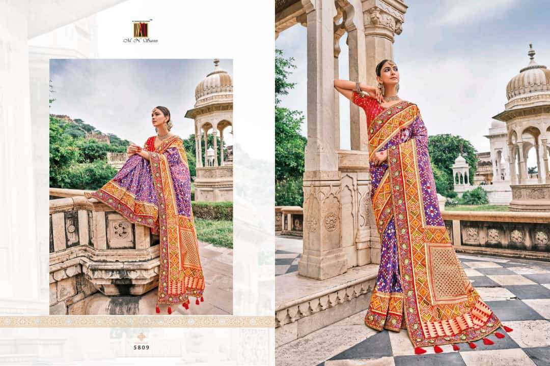 RAJ GHARANA BY M N SAREES 5801 TO 5819 SERIES INDIAN TRADITIONAL WEAR COLLECTION BEAUTIFUL STYLISH FANCY COLORFUL PARTY WEAR & OCCASIONAL WEAR FANCY SAREES AT WHOLESALE PRICE