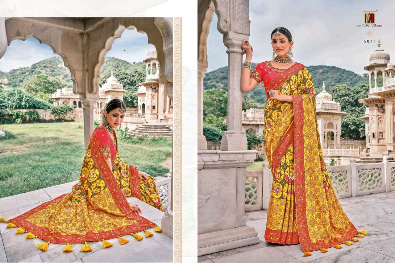 RAJ GHARANA BY M N SAREES 5801 TO 5819 SERIES INDIAN TRADITIONAL WEAR COLLECTION BEAUTIFUL STYLISH FANCY COLORFUL PARTY WEAR & OCCASIONAL WEAR FANCY SAREES AT WHOLESALE PRICE