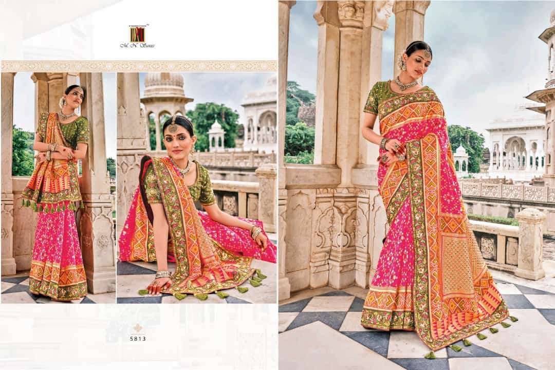 RAJ GHARANA BY M N SAREES 5801 TO 5819 SERIES INDIAN TRADITIONAL WEAR COLLECTION BEAUTIFUL STYLISH FANCY COLORFUL PARTY WEAR & OCCASIONAL WEAR FANCY SAREES AT WHOLESALE PRICE