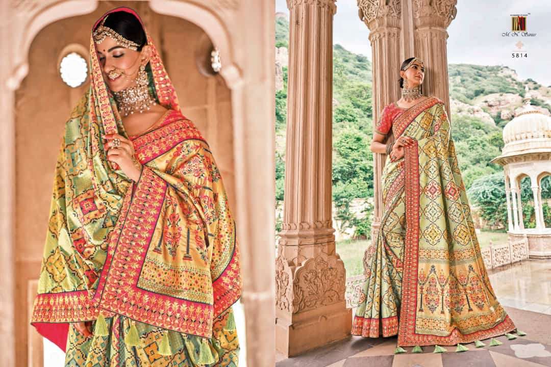 RAJ GHARANA BY M N SAREES 5801 TO 5819 SERIES INDIAN TRADITIONAL WEAR COLLECTION BEAUTIFUL STYLISH FANCY COLORFUL PARTY WEAR & OCCASIONAL WEAR FANCY SAREES AT WHOLESALE PRICE