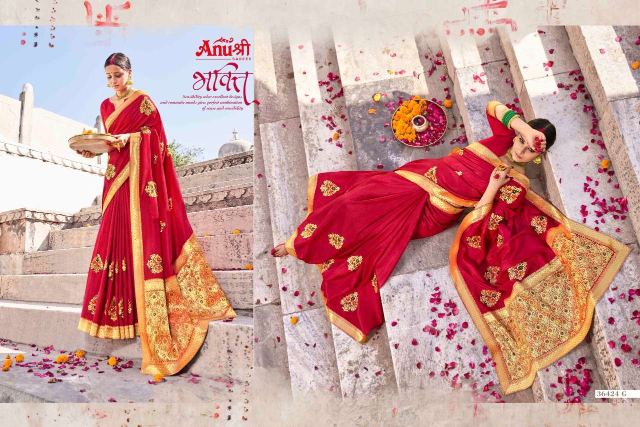 VISHNUPRIYA BY ANUSHREE 36424-A TO 36424-H SERIES INDIAN TRADITIONAL WEAR COLLECTION BEAUTIFUL STYLISH FANCY COLORFUL PARTY WEAR & OCCASIONAL WEAR SILK SAREES AT WHOLESALE PRICE