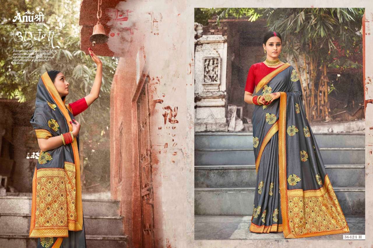 VISHNUPRIYA BY ANUSHREE 36424-A TO 36424-H SERIES INDIAN TRADITIONAL WEAR COLLECTION BEAUTIFUL STYLISH FANCY COLORFUL PARTY WEAR & OCCASIONAL WEAR SILK SAREES AT WHOLESALE PRICE