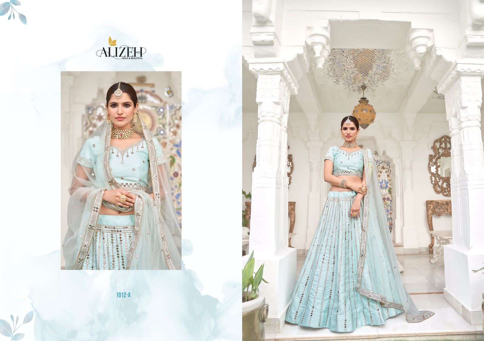 MIRROR MAZE COLOUR EDITION BY ALIZEH 1012-A TO 1013-C SERIES DESIGNER BEAUTIFUL NAVRATRI COLLECTION OCCASIONAL WEAR & PARTY WEAR HEAVY SILK LEHENGAS AT WHOLESALE PRICE