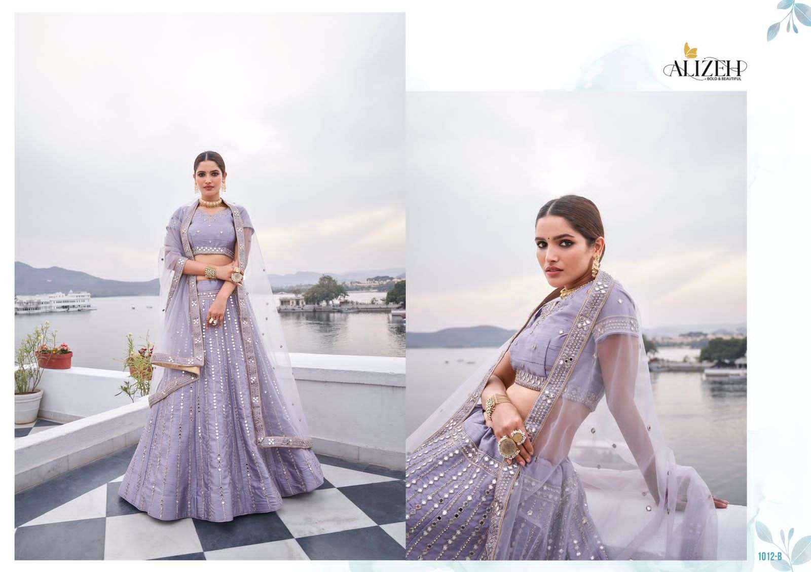 MIRROR MAZE COLOUR EDITION BY ALIZEH 1012-A TO 1013-C SERIES DESIGNER BEAUTIFUL NAVRATRI COLLECTION OCCASIONAL WEAR & PARTY WEAR HEAVY SILK LEHENGAS AT WHOLESALE PRICE