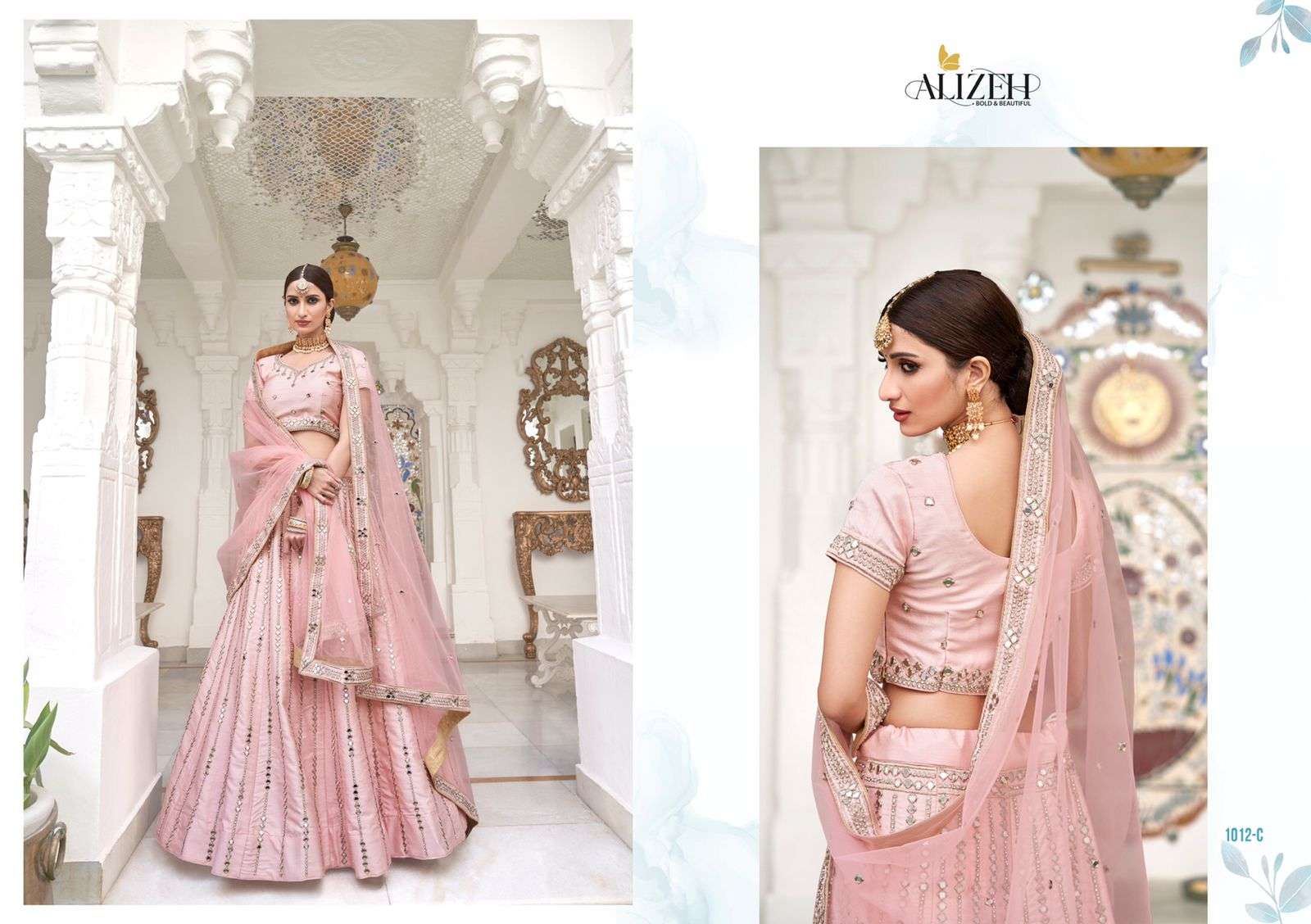 MIRROR MAZE COLOUR EDITION BY ALIZEH 1012-A TO 1013-C SERIES DESIGNER BEAUTIFUL NAVRATRI COLLECTION OCCASIONAL WEAR & PARTY WEAR HEAVY SILK LEHENGAS AT WHOLESALE PRICE