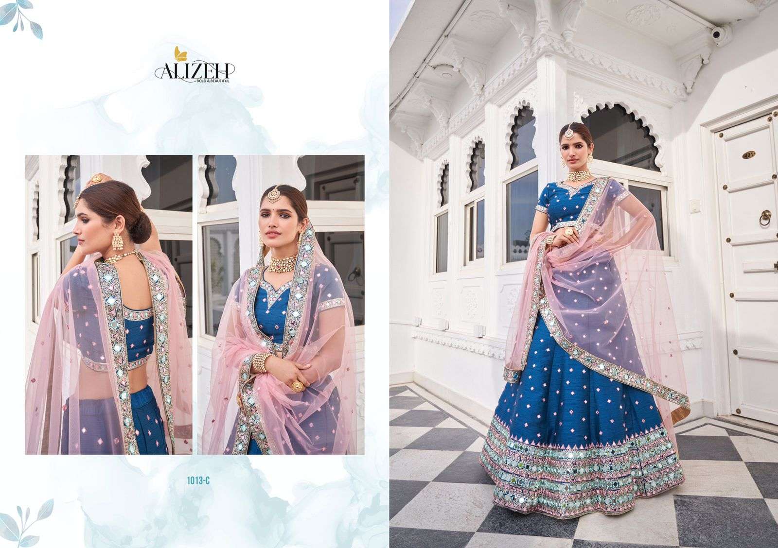 MIRROR MAZE COLOUR EDITION BY ALIZEH 1012-A TO 1013-C SERIES DESIGNER BEAUTIFUL NAVRATRI COLLECTION OCCASIONAL WEAR & PARTY WEAR HEAVY SILK LEHENGAS AT WHOLESALE PRICE