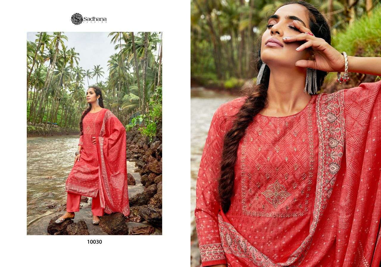 ZOHEEN BY SADHANA FASHION 10021 TO 10030 SERIES INDIAN TRADITIONAL WEAR COLLECTION BEAUTIFUL STYLISH FANCY COLORFUL PARTY WEAR & OCCASIONAL WEAR PURE PASHMIAN DIGITAL PRINT DRESSES AT WHOLESALE PRICE