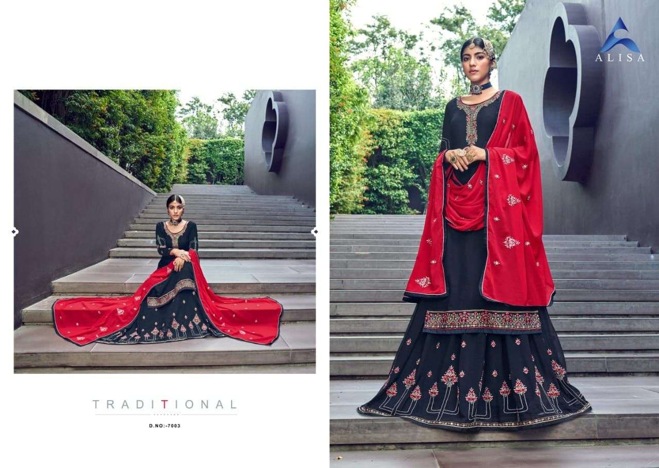 BEGUM BY ALISA 7001 TO 7006 SERIES BEAUTIFUL SUITS COLORFUL STYLISH FANCY CASUAL WEAR & ETHNIC WEAR PURE FAUX GEORGETTE DRESSES AT WHOLESALE PRICE