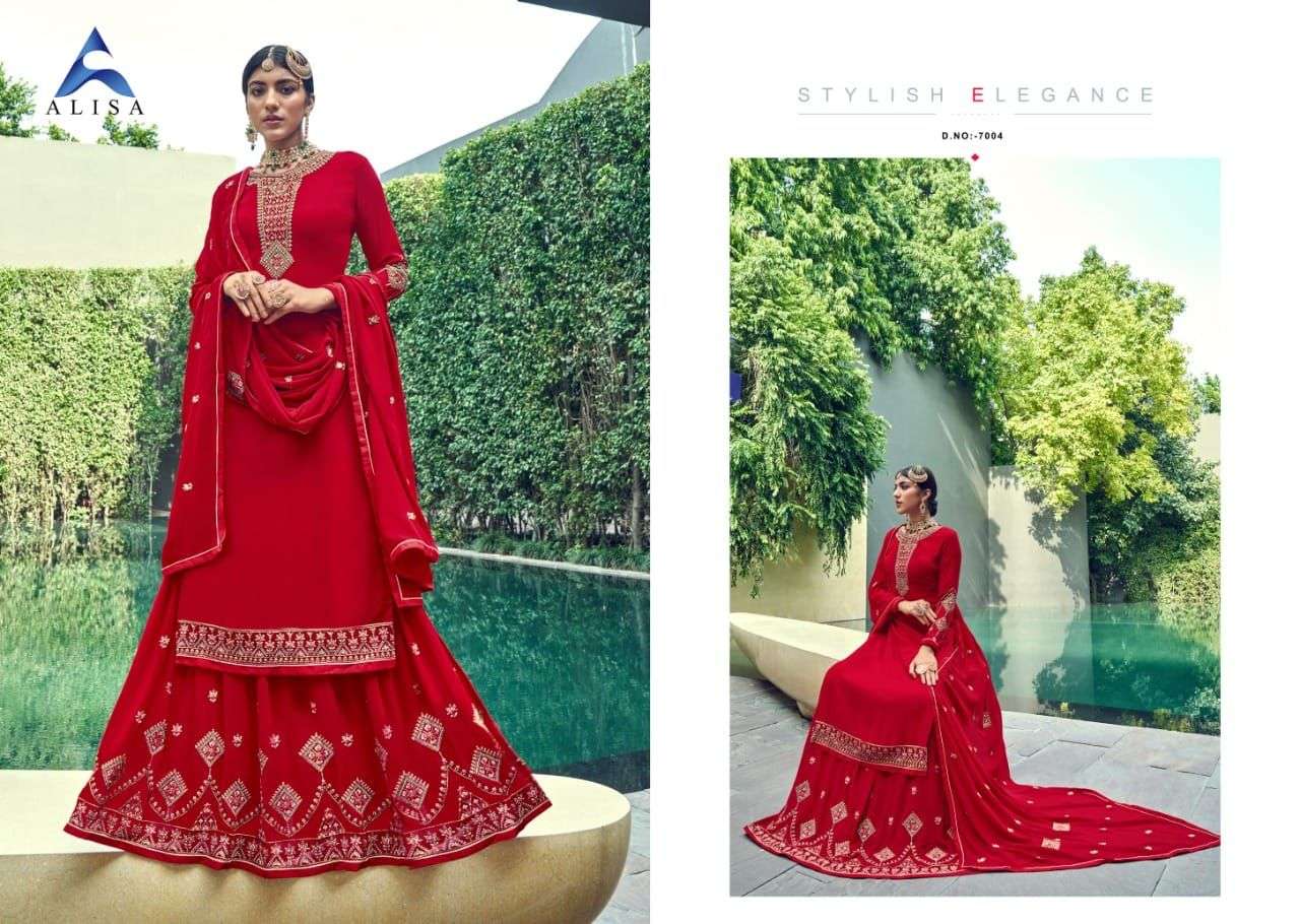 BEGUM BY ALISA 7001 TO 7006 SERIES BEAUTIFUL SUITS COLORFUL STYLISH FANCY CASUAL WEAR & ETHNIC WEAR PURE FAUX GEORGETTE DRESSES AT WHOLESALE PRICE