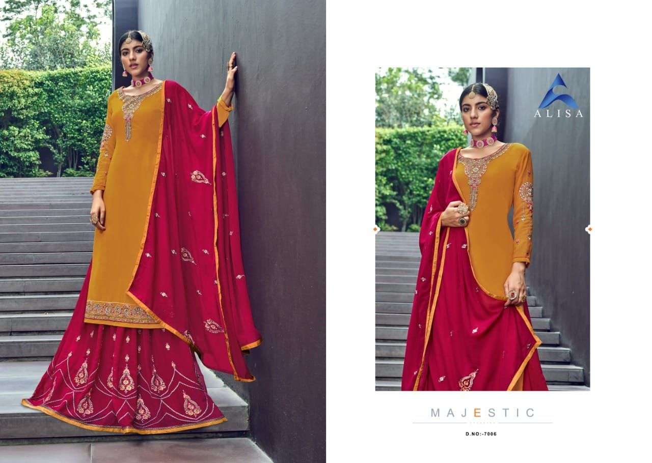 BEGUM BY ALISA 7001 TO 7006 SERIES BEAUTIFUL SUITS COLORFUL STYLISH FANCY CASUAL WEAR & ETHNIC WEAR PURE FAUX GEORGETTE DRESSES AT WHOLESALE PRICE