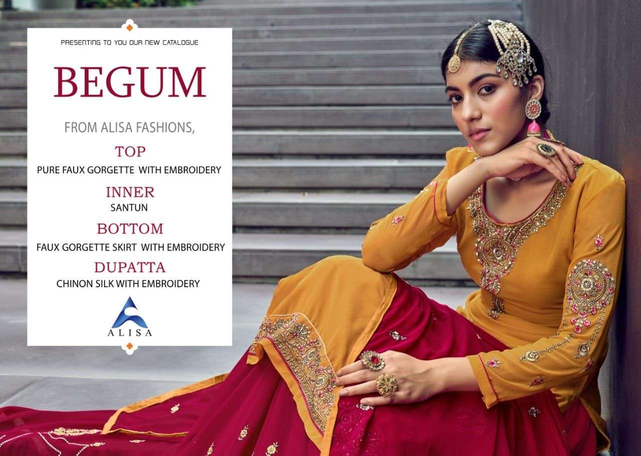 BEGUM BY ALISA 7001 TO 7006 SERIES BEAUTIFUL SUITS COLORFUL STYLISH FANCY CASUAL WEAR & ETHNIC WEAR PURE FAUX GEORGETTE DRESSES AT WHOLESALE PRICE