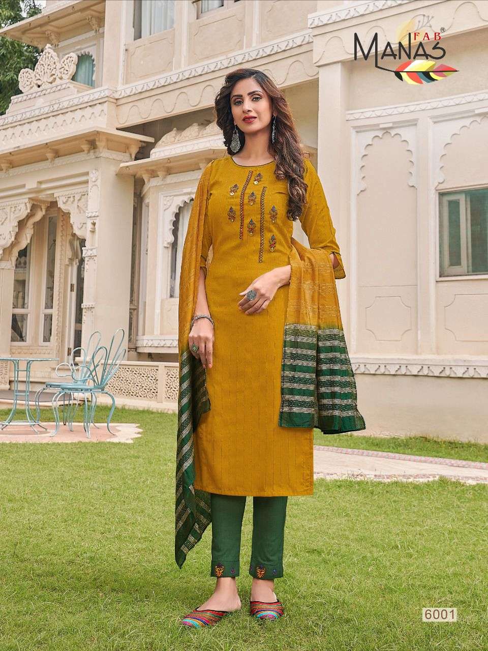 ARINA BY MANAS FAB 6001 TO 6006 SERIES BEAUTIFUL SUITS COLORFUL STYLISH FANCY CASUAL WEAR & ETHNIC WEAR FANCY WEAVING DRESSES AT WHOLESALE PRICE
