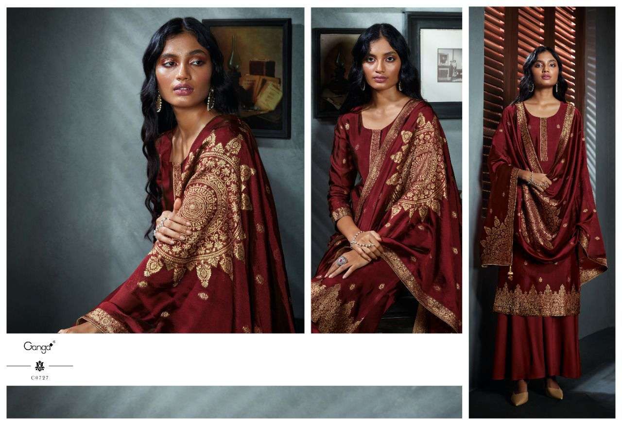 Ardor By Ganga Fashion 726 To 731 Series Beautiful Suits Colorful Stylish Fancy Casual Wear & Ethnic Wear Pure Bemberg Silk Embroidered Dresses At Wholesale Price