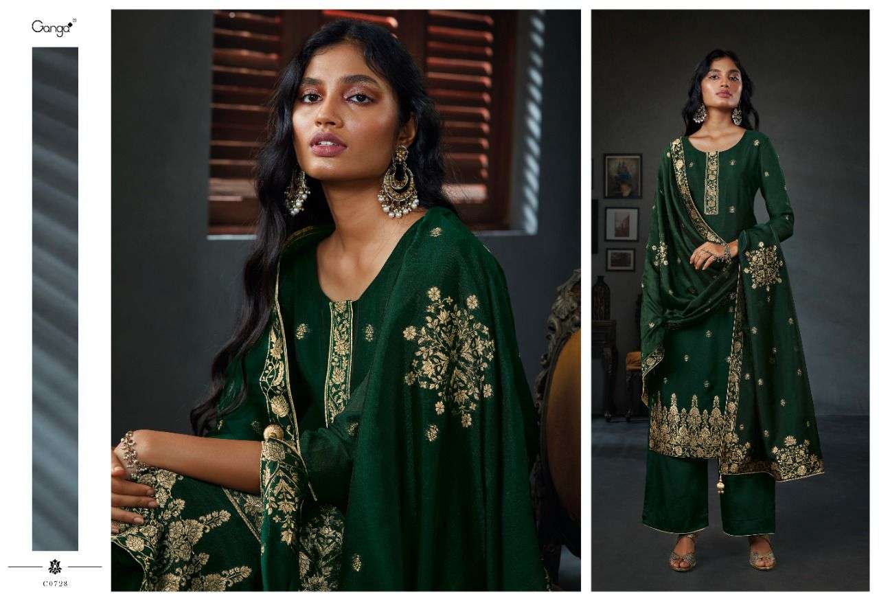 Ardor By Ganga Fashion 726 To 731 Series Beautiful Suits Colorful Stylish Fancy Casual Wear & Ethnic Wear Pure Bemberg Silk Embroidered Dresses At Wholesale Price