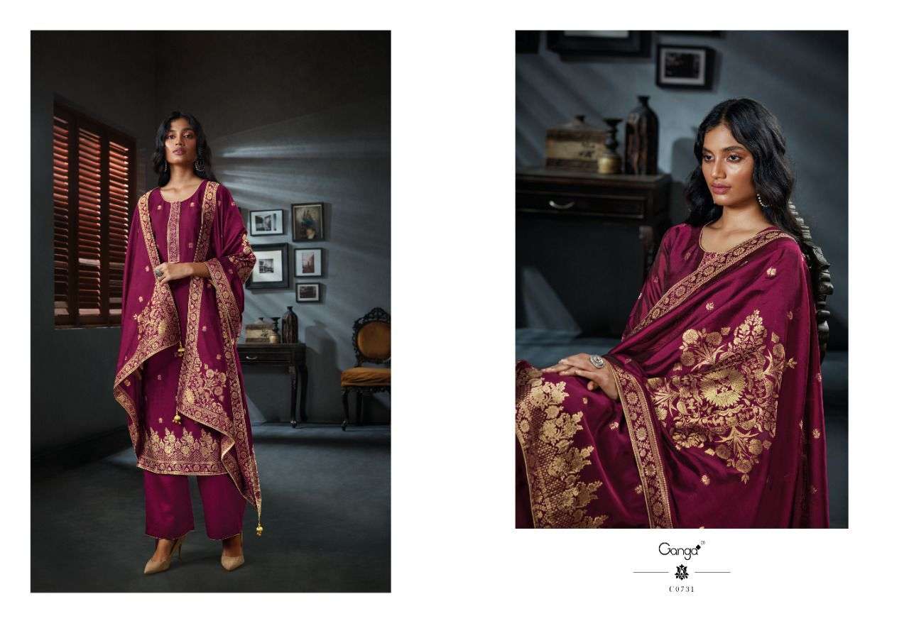 Ardor By Ganga Fashion 726 To 731 Series Beautiful Suits Colorful Stylish Fancy Casual Wear & Ethnic Wear Pure Bemberg Silk Embroidered Dresses At Wholesale Price