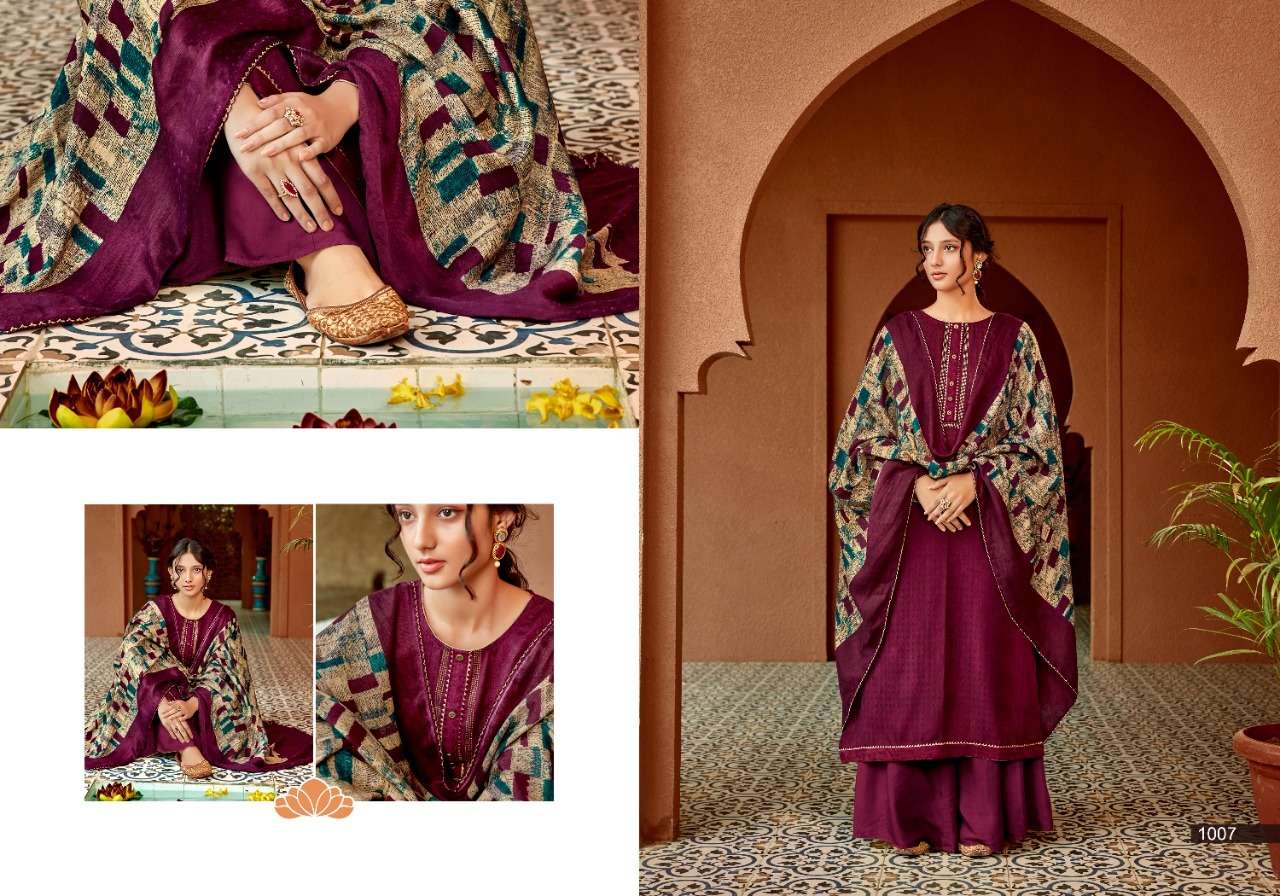 NAYARA BY SWEETY FASHION 1001 TO 1008 SERIES BEAUTIFUL STYLISH SHARARA SUITS FANCY COLORFUL CASUAL WEAR & ETHNIC WEAR & READY TO WEAR PASHMINA WITH WORK DRESSES AT WHOLESALE PRICE