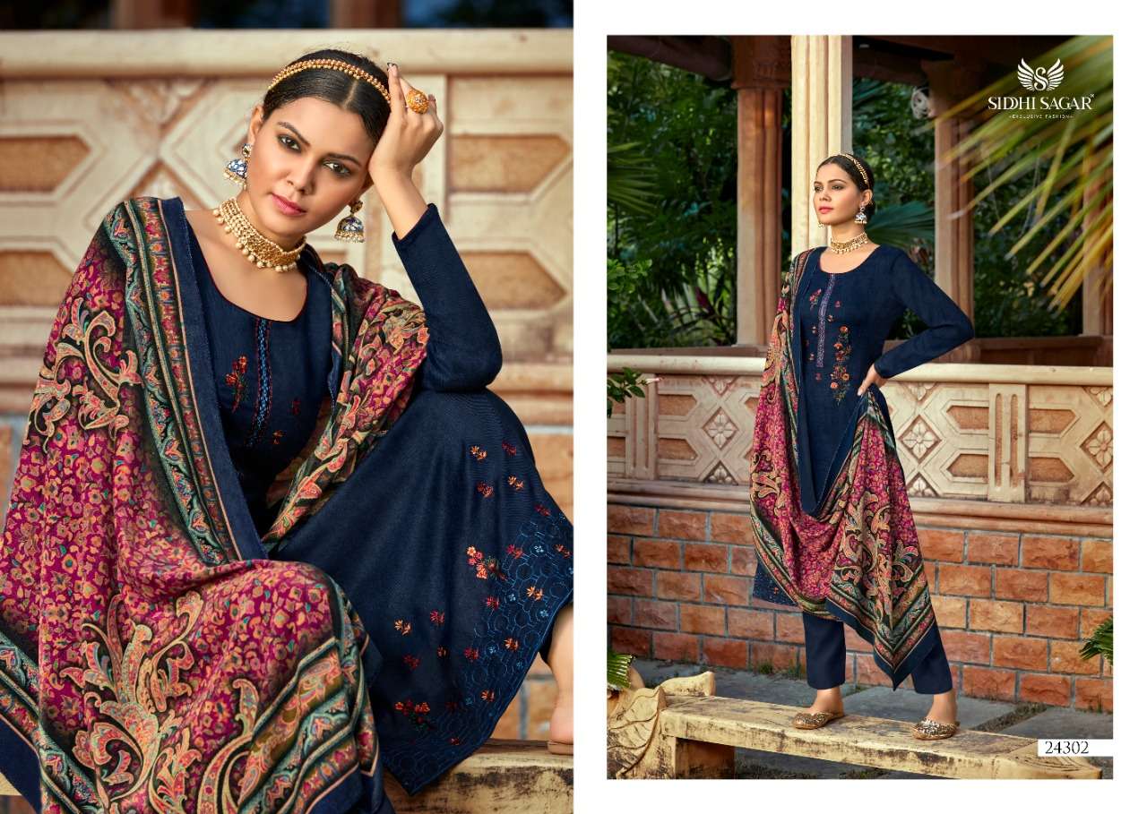 MAKHMAL KANI BY SIDDHI SAGAR 24301 TO 24306 SERIES BEAUTIFUL SUITS COLORFUL STYLISH FANCY CASUAL WEAR & ETHNIC WEAR PURE PASHMINA PRINT WITH EMBROIDERED DRESSES AT WHOLESALE PRICE
