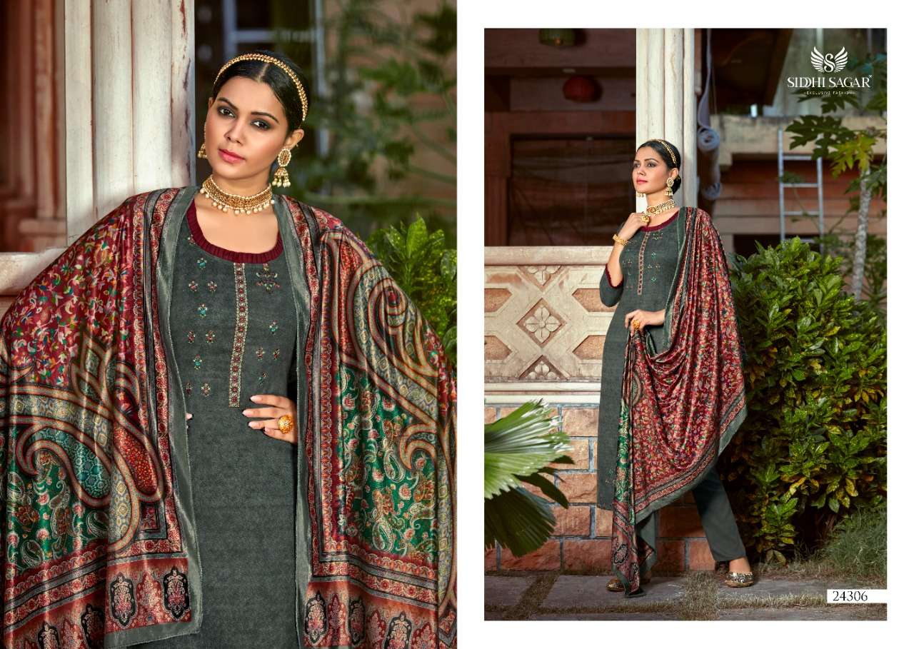 MAKHMAL KANI BY SIDDHI SAGAR 24301 TO 24306 SERIES BEAUTIFUL SUITS COLORFUL STYLISH FANCY CASUAL WEAR & ETHNIC WEAR PURE PASHMINA PRINT WITH EMBROIDERED DRESSES AT WHOLESALE PRICE
