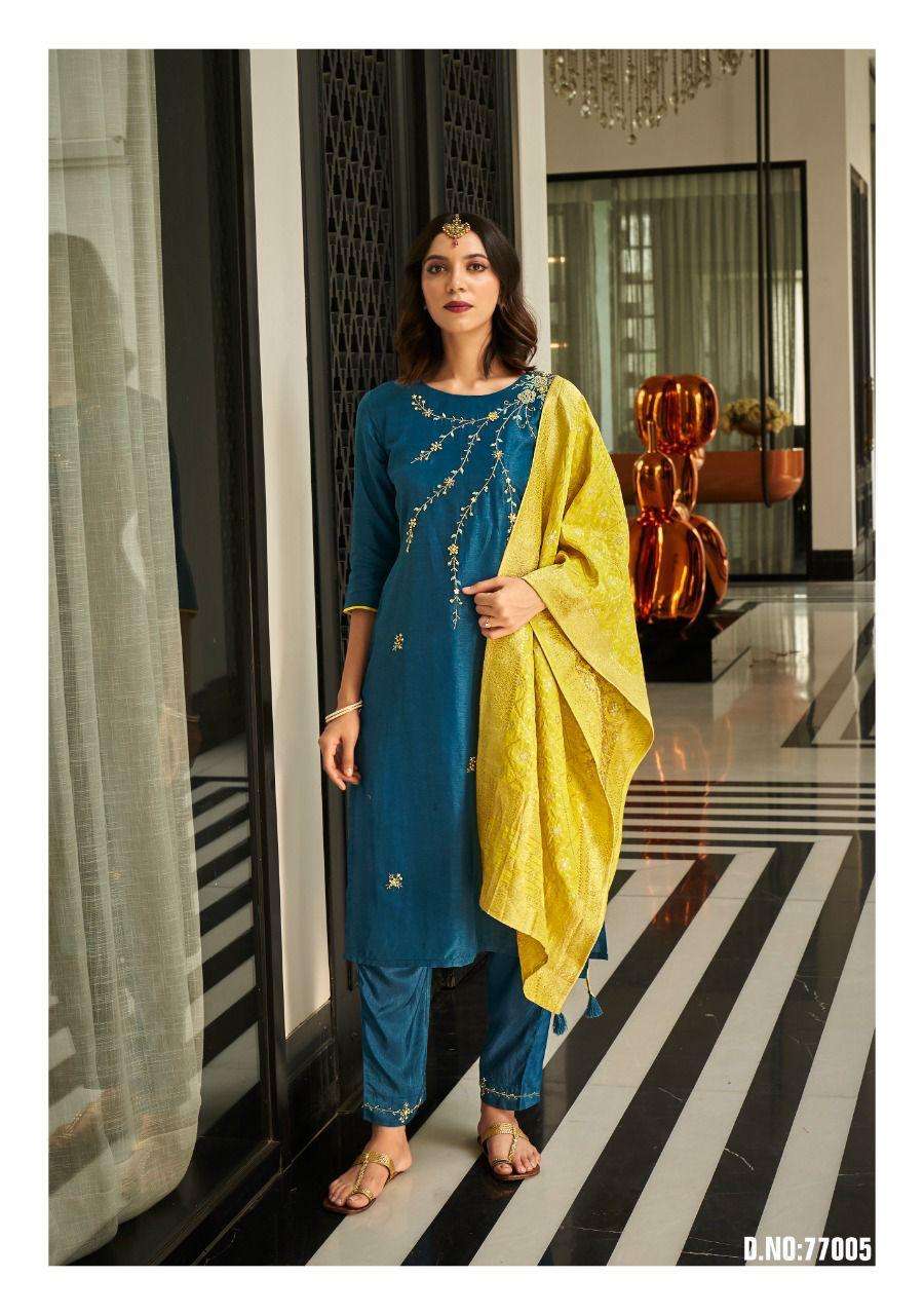 FESTIVAL LUXURY COLLECTION BY KALKI 77001 TO 77006 SERIES BEAUTIFUL SUITS COLORFUL STYLISH FANCY CASUAL WEAR & ETHNIC WEAR PURE VISCOSE SILK DRESSES AT WHOLESALE PRICE