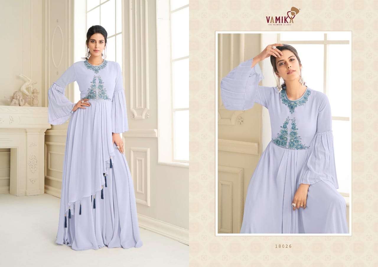 SUI DHAAGA VOL-4 BY VAMIKA 18025 TO 18032 SERIES DESIGNER BEAUTIFUL STYLISH FANCY COLORFUL PARTY WEAR & OCCASIONAL WEAR HEAVY GEORGETTE WITH EMBROIDERY GOWNS AT WHOLESALE PRICE