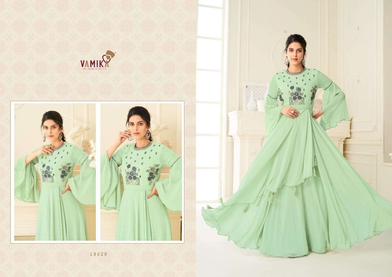 SUI DHAAGA VOL-4 BY VAMIKA 18025 TO 18032 SERIES DESIGNER BEAUTIFUL STYLISH FANCY COLORFUL PARTY WEAR & OCCASIONAL WEAR HEAVY GEORGETTE WITH EMBROIDERY GOWNS AT WHOLESALE PRICE