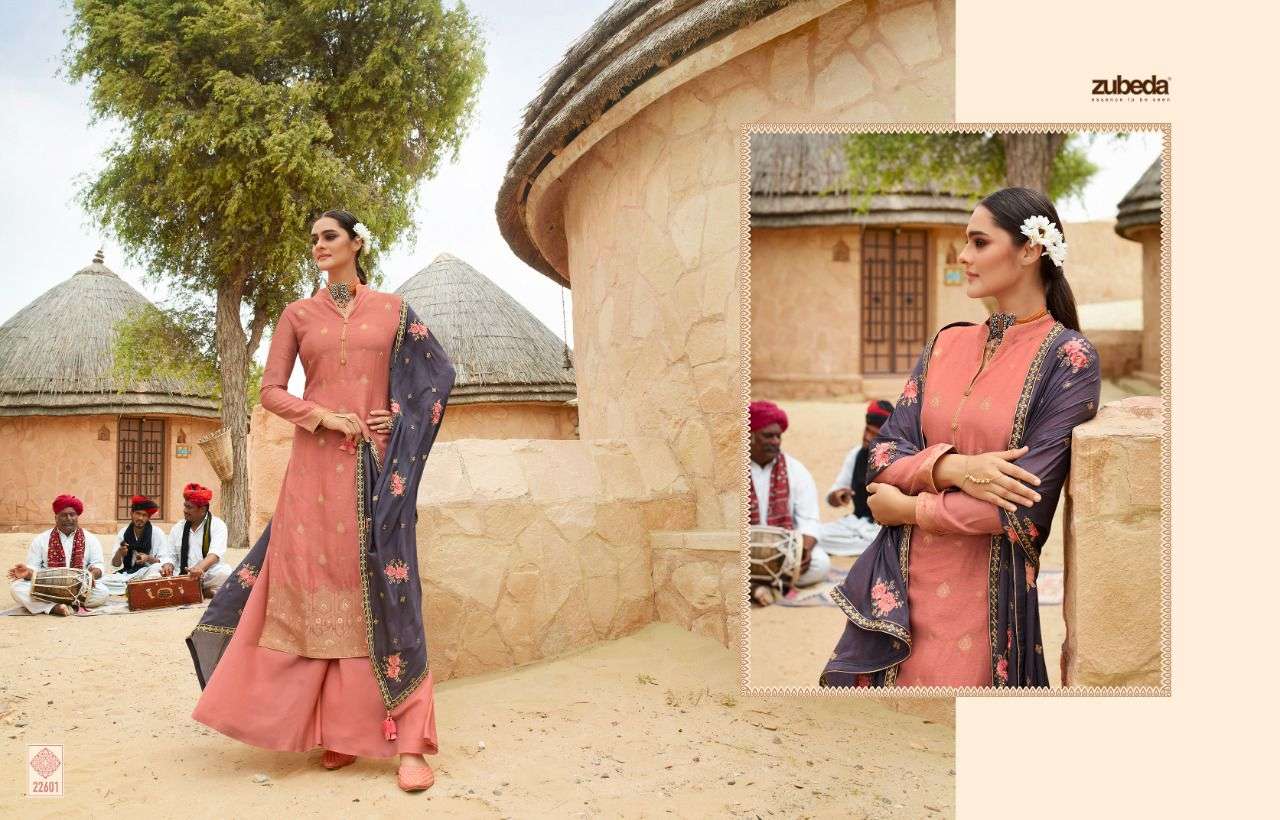 INARA BY ZUBEDA 22601 TO 22607 SERIES BEAUTIFUL STYLISH SHARARA SUITS FANCY COLORFUL CASUAL WEAR & ETHNIC WEAR & READY TO WEAR DOLA JACQUARD DRESSES AT WHOLESALE PRICE