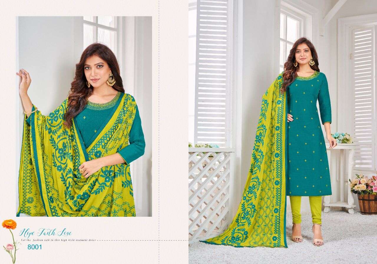 NASREEN BY KASMEERA 8001 TO 8012 SERIES BEAUTIFUL STYLISH SHARARA SUITS FANCY COLORFUL CASUAL WEAR & ETHNIC WEAR & READY TO WEAR JHARNA SILK DRESSES AT WHOLESALE PRICE