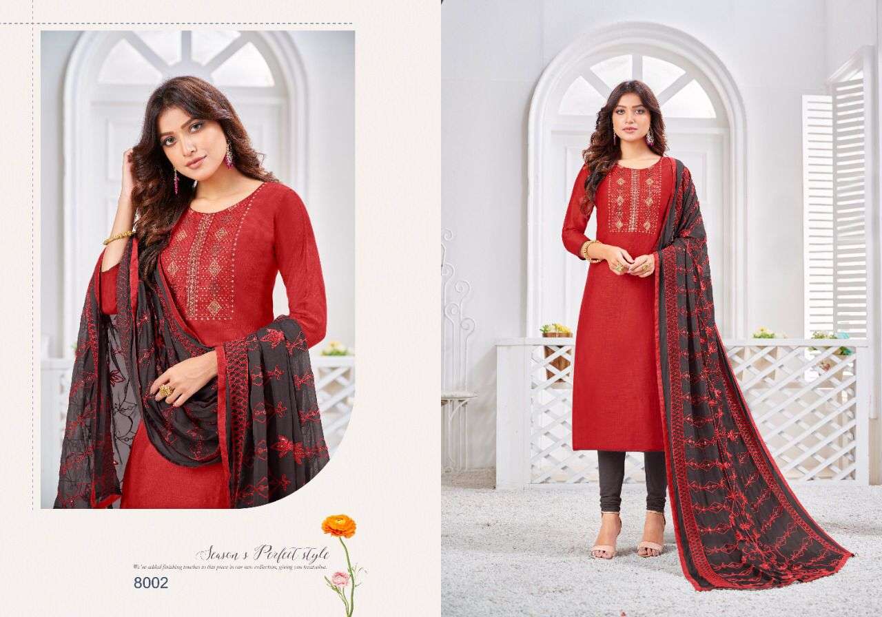 NASREEN BY KASMEERA 8001 TO 8012 SERIES BEAUTIFUL STYLISH SHARARA SUITS FANCY COLORFUL CASUAL WEAR & ETHNIC WEAR & READY TO WEAR JHARNA SILK DRESSES AT WHOLESALE PRICE