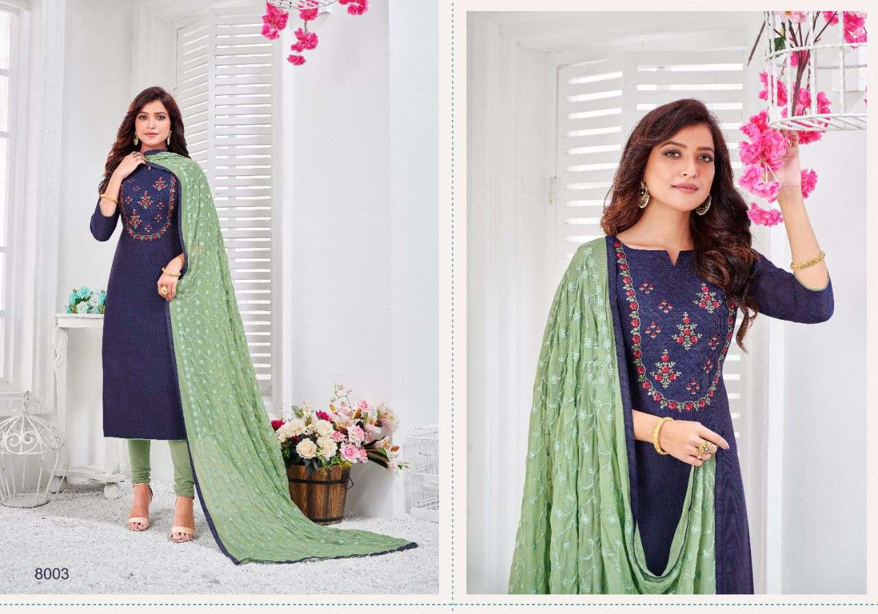 NASREEN BY KASMEERA 8001 TO 8012 SERIES BEAUTIFUL STYLISH SHARARA SUITS FANCY COLORFUL CASUAL WEAR & ETHNIC WEAR & READY TO WEAR JHARNA SILK DRESSES AT WHOLESALE PRICE