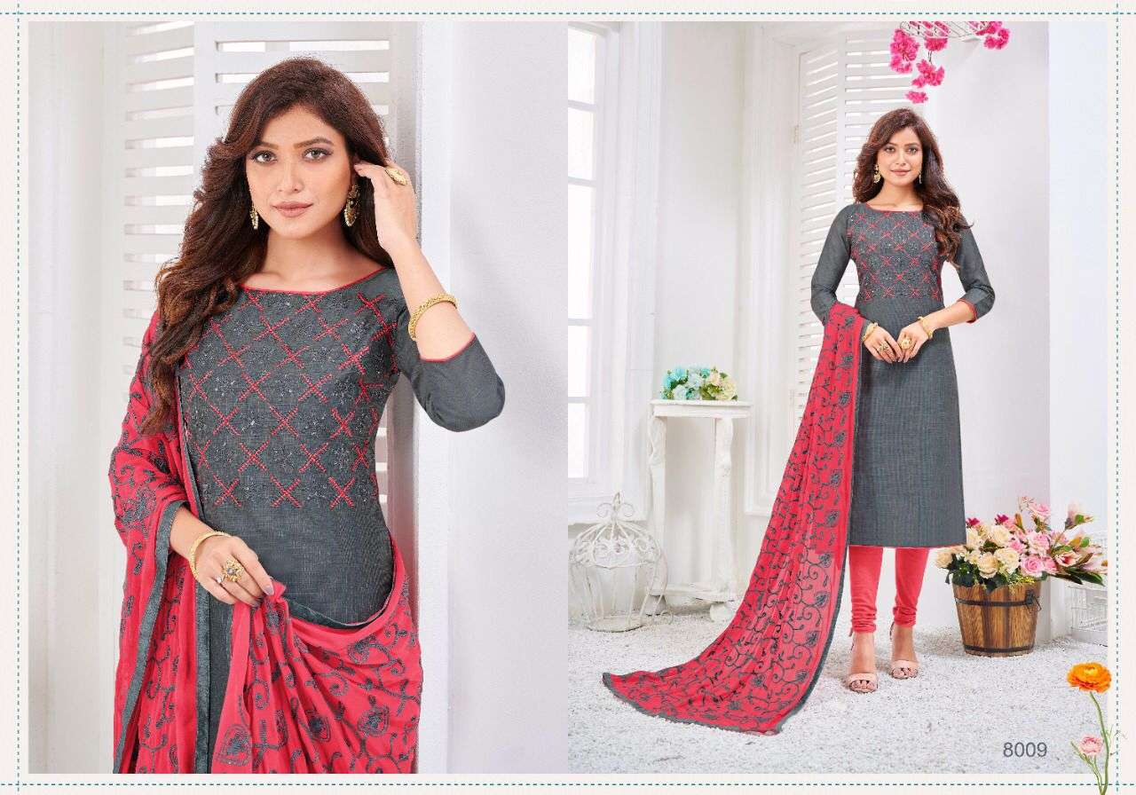 NASREEN BY KASMEERA 8001 TO 8012 SERIES BEAUTIFUL STYLISH SHARARA SUITS FANCY COLORFUL CASUAL WEAR & ETHNIC WEAR & READY TO WEAR JHARNA SILK DRESSES AT WHOLESALE PRICE