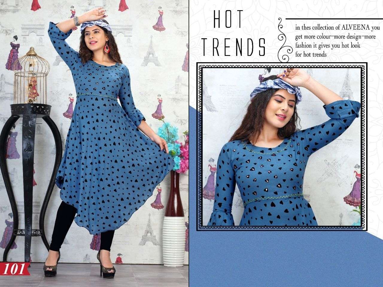 SHARAVYA BY TRENDY 101 TO 106 SERIES DESIGNER STYLISH FANCY COLORFUL BEAUTIFUL PARTY WEAR & ETHNIC WEAR COLLECTION RAYON PRINT WITH WORK KURTIS AT WHOLESALE PRICE