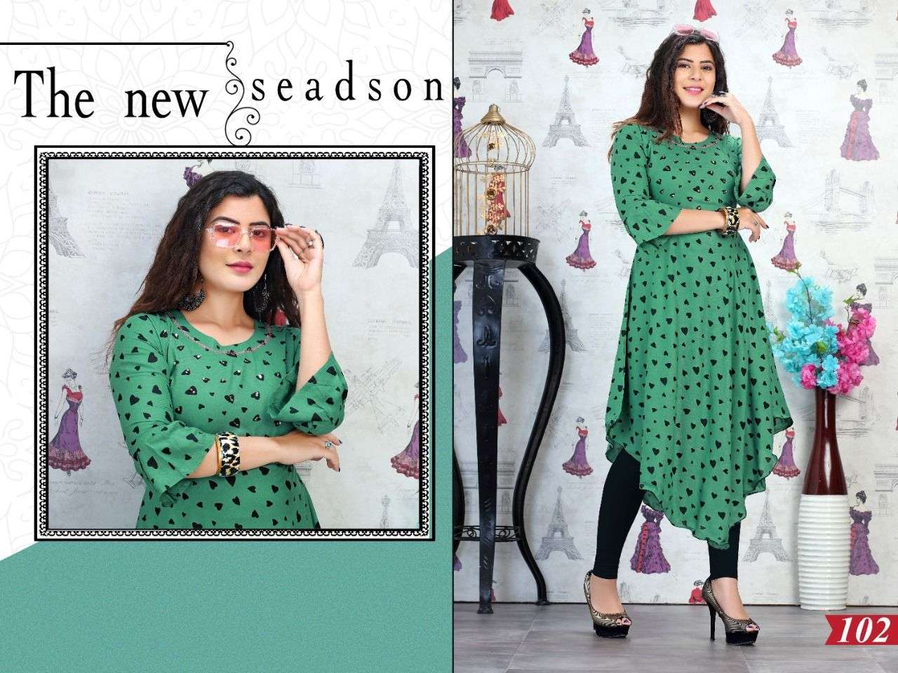 SHARAVYA BY TRENDY 101 TO 106 SERIES DESIGNER STYLISH FANCY COLORFUL BEAUTIFUL PARTY WEAR & ETHNIC WEAR COLLECTION RAYON PRINT WITH WORK KURTIS AT WHOLESALE PRICE