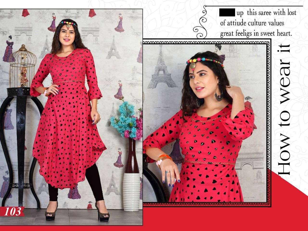 SHARAVYA BY TRENDY 101 TO 106 SERIES DESIGNER STYLISH FANCY COLORFUL BEAUTIFUL PARTY WEAR & ETHNIC WEAR COLLECTION RAYON PRINT WITH WORK KURTIS AT WHOLESALE PRICE
