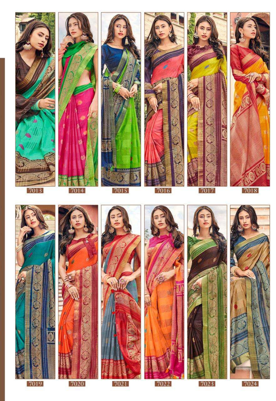 WEAVES BANARASI SILK VOL-2 BY SIDDHANT WEAVES 7013 TO 7024 SERIES INDIAN TRADITIONAL WEAR COLLECTION BEAUTIFUL STYLISH FANCY COLORFUL PARTY WEAR & OCCASIONAL WEAR BANARASI SILK SAREES AT WHOLESALE PRICE