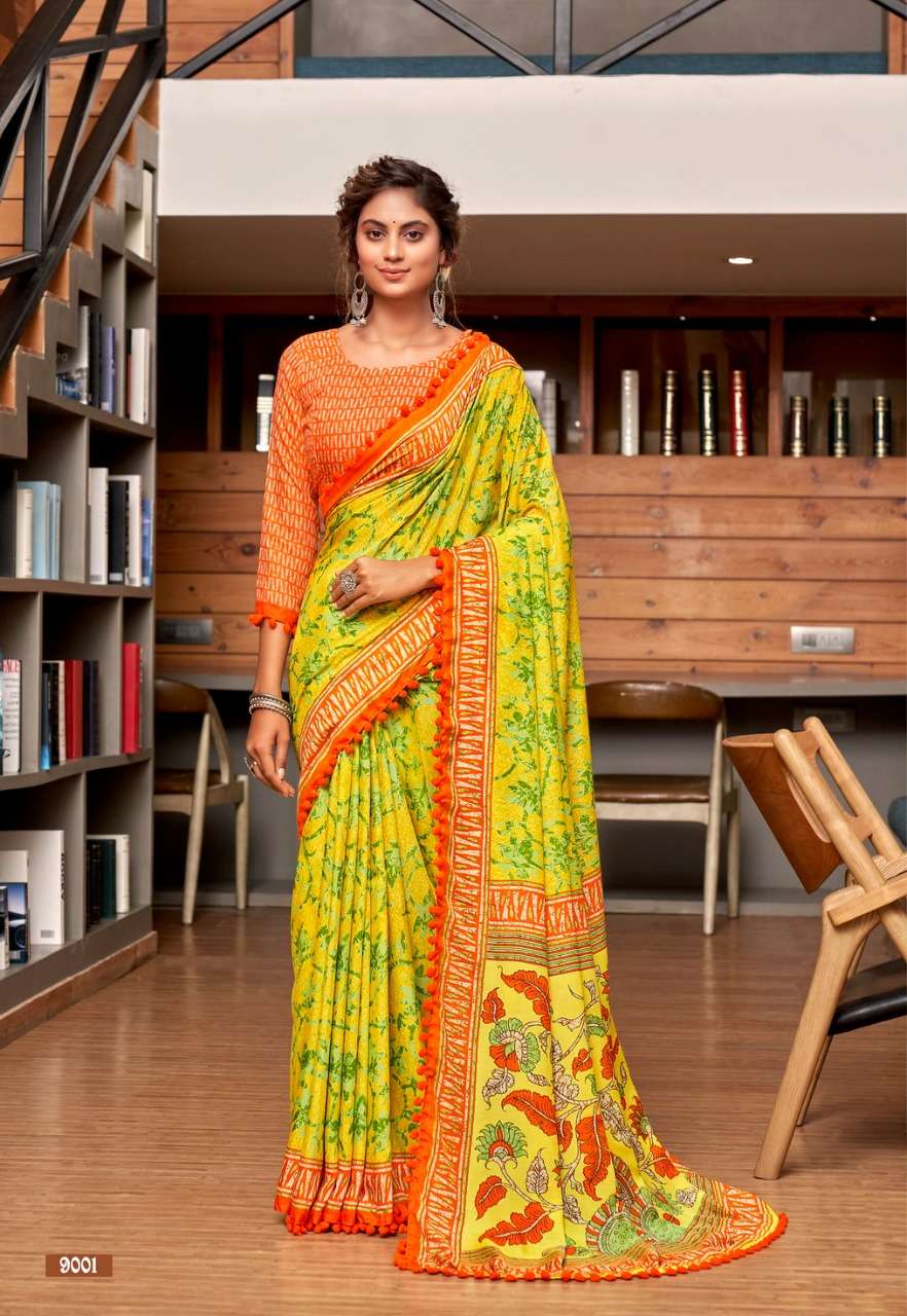 JAIPURI COTTON VOL-1 BY SIDDHANT WEAVES 9001 TO 9012 SERIES INDIAN TRADITIONAL WEAR COLLECTION BEAUTIFUL STYLISH FANCY COLORFUL PARTY WEAR & OCCASIONAL WEAR SOFT COTTON SAREES AT WHOLESALE PRICE