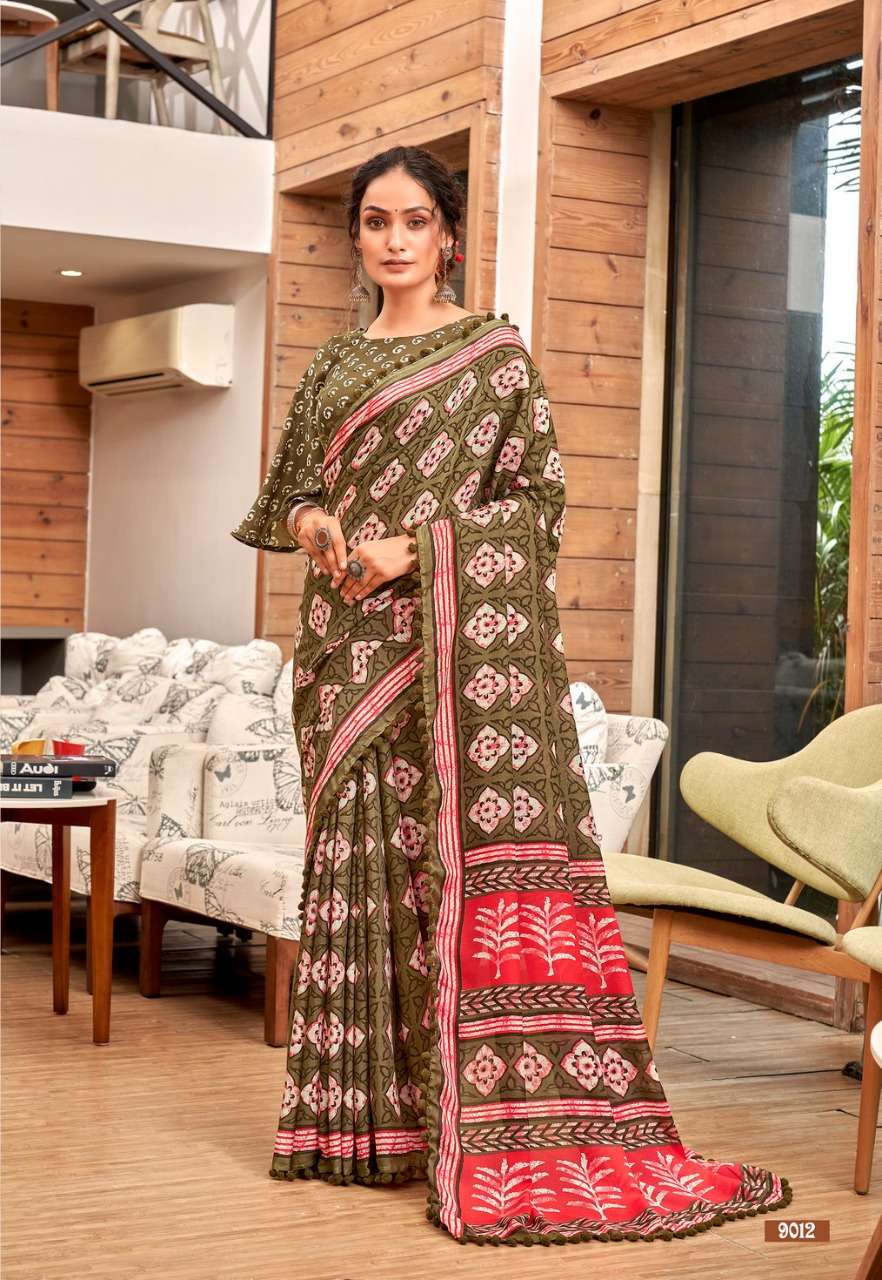 JAIPURI COTTON VOL-1 BY SIDDHANT WEAVES 9001 TO 9012 SERIES INDIAN TRADITIONAL WEAR COLLECTION BEAUTIFUL STYLISH FANCY COLORFUL PARTY WEAR & OCCASIONAL WEAR SOFT COTTON SAREES AT WHOLESALE PRICE