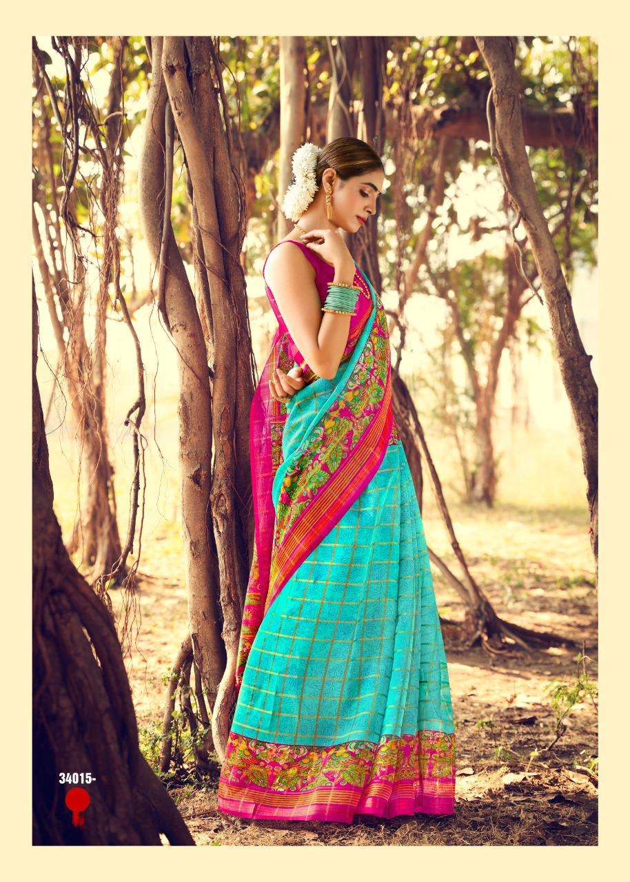 WEAVES PRAYAGRAJ VOL-2 BY SIDDHANT WEAVES 34013 TO 34024 SERIES INDIAN TRADITIONAL WEAR COLLECTION BEAUTIFUL STYLISH FANCY COLORFUL PARTY WEAR & OCCASIONAL WEAR PURE LINEN SAREES AT WHOLESALE PRICE