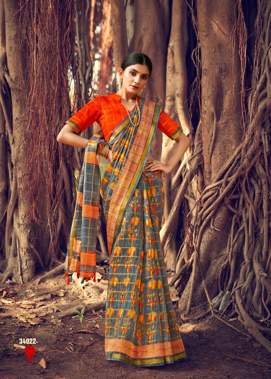 WEAVES PRAYAGRAJ VOL-2 BY SIDDHANT WEAVES 34013 TO 34024 SERIES INDIAN TRADITIONAL WEAR COLLECTION BEAUTIFUL STYLISH FANCY COLORFUL PARTY WEAR & OCCASIONAL WEAR PURE LINEN SAREES AT WHOLESALE PRICE
