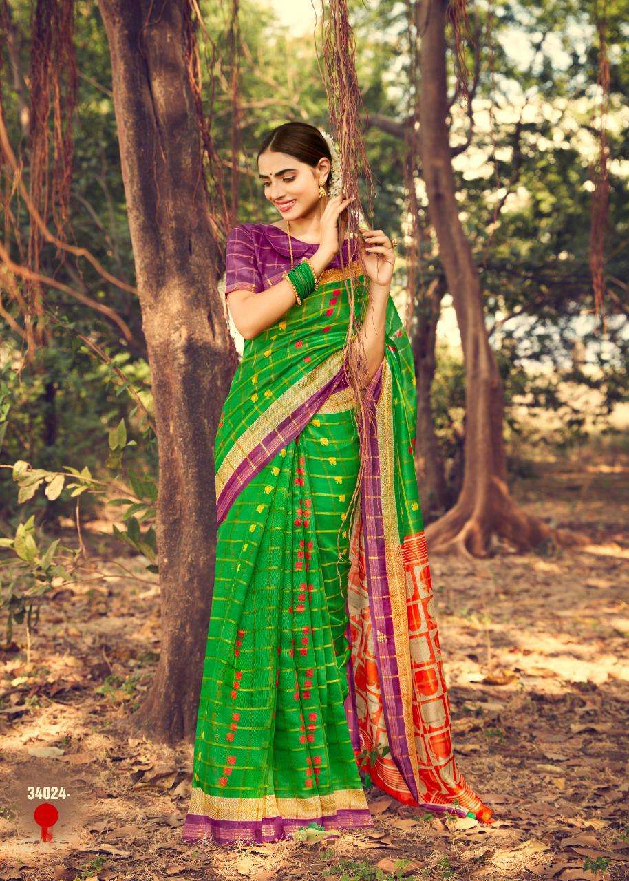 WEAVES PRAYAGRAJ VOL-2 BY SIDDHANT WEAVES 34013 TO 34024 SERIES INDIAN TRADITIONAL WEAR COLLECTION BEAUTIFUL STYLISH FANCY COLORFUL PARTY WEAR & OCCASIONAL WEAR PURE LINEN SAREES AT WHOLESALE PRICE