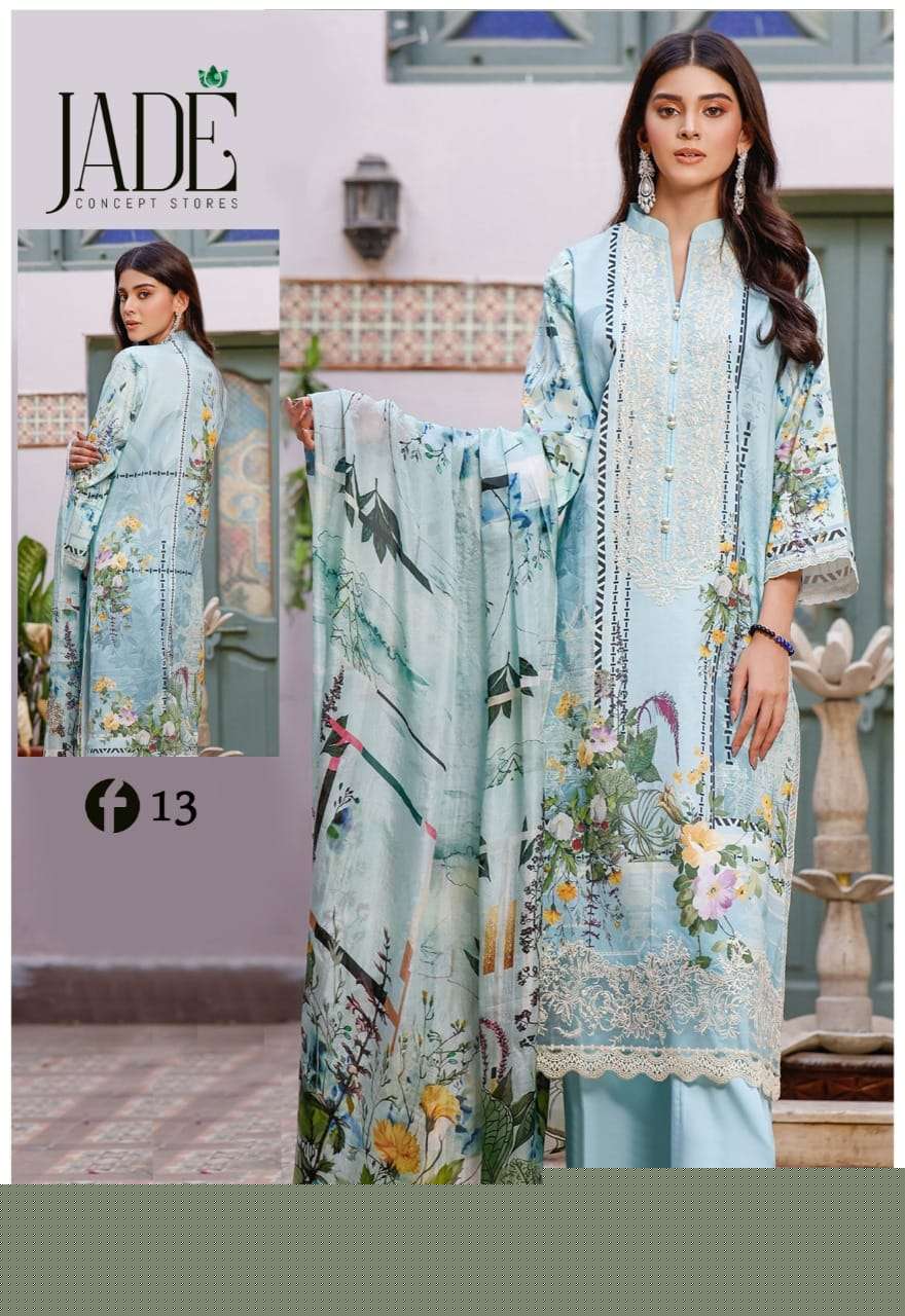 FIRDOUS URBANE VOL-2 BY JADE 11 TO 18 SERIES BEAUTIFUL SUITS COLORFUL STYLISH FANCY CASUAL WEAR & ETHNIC WEAR PURE LAWN DRESSES AT WHOLESALE PRICE