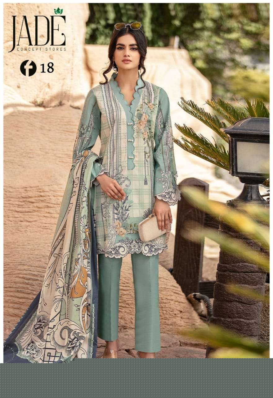 FIRDOUS URBANE VOL-2 BY JADE 11 TO 18 SERIES BEAUTIFUL SUITS COLORFUL STYLISH FANCY CASUAL WEAR & ETHNIC WEAR PURE LAWN DRESSES AT WHOLESALE PRICE