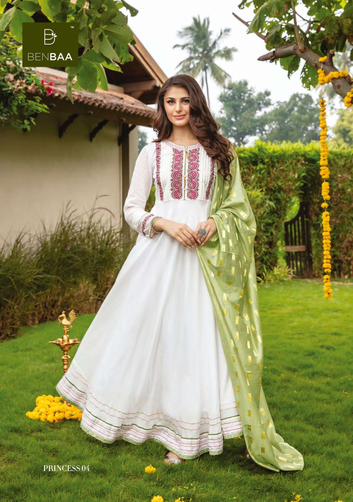 PRINCESS BY BENBAA 01 TO 06 SERIES BEAUTIFUL STYLISH FANCY COLORFUL CASUAL WEAR & ETHNIC WEAR HEAVY SILK EMBROIDERED GOWNS WITH DUPATTA AT WHOLESALE PRICE
