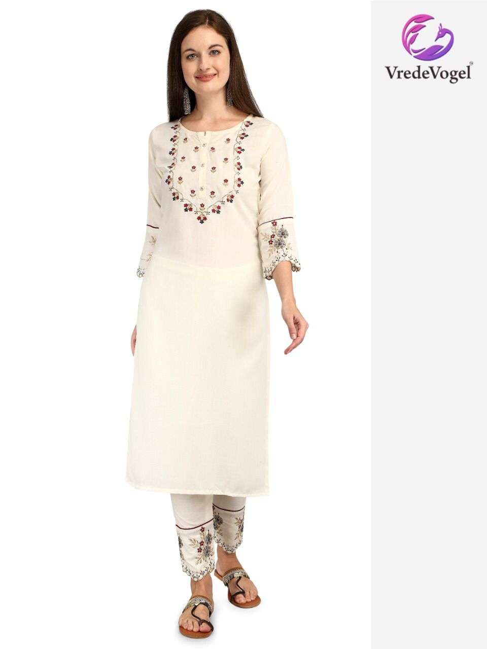 RASAM VOL-2 BY VREDE VOGEL 201 TO 204 SERIES DESIGNER STYLISH FANCY COLORFUL BEAUTIFUL PARTY WEAR & ETHNIC WEAR COLLECTION COTTON EMBROIDERY KURTIS WITH BOTTOM AT WHOLESALE PRICE