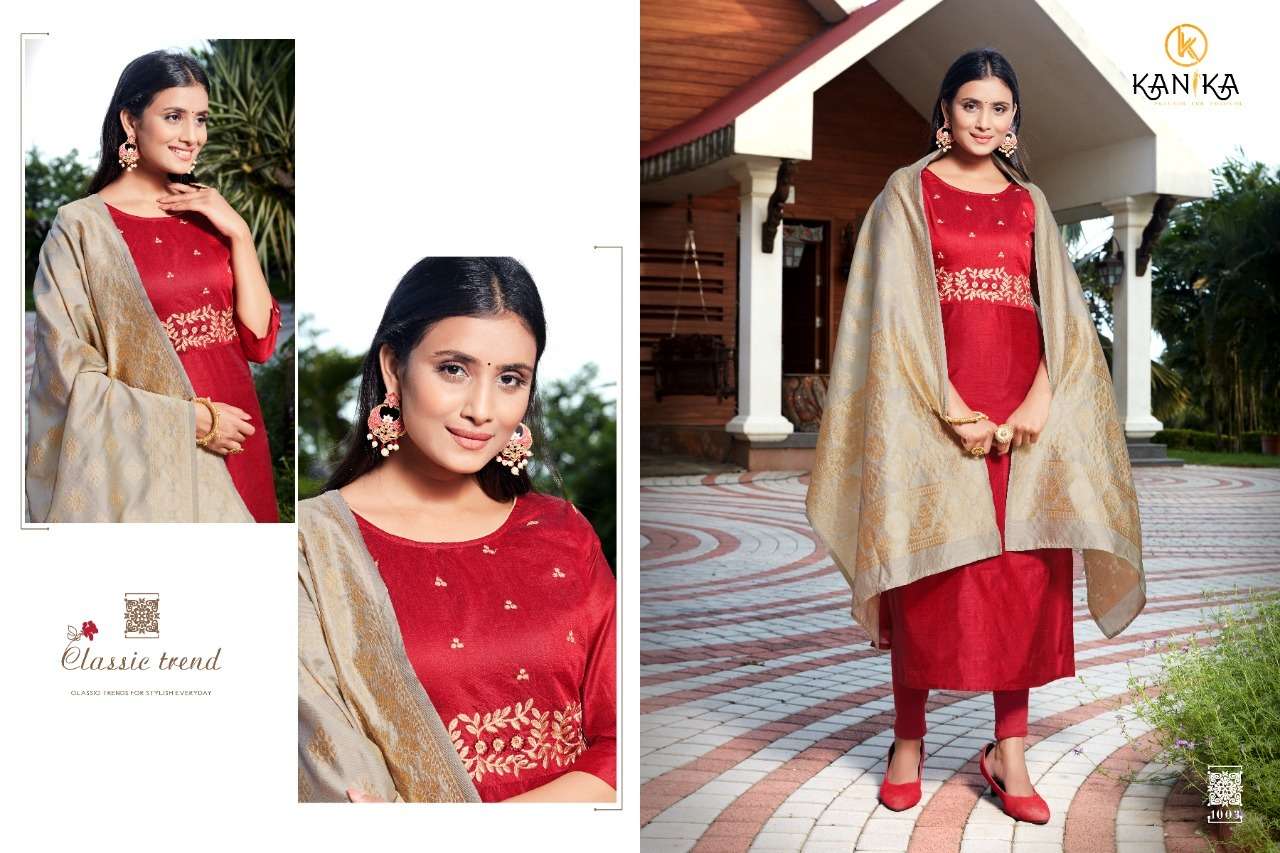 OCCASION BY KANIKA 1001 TO 1003 SERIES DESIGNER STYLISH FANCY COLORFUL BEAUTIFUL PARTY WEAR & ETHNIC WEAR COLLECTION MODAL CHANDERI KURTIS WITH DUPATTA AT WHOLESALE PRICE