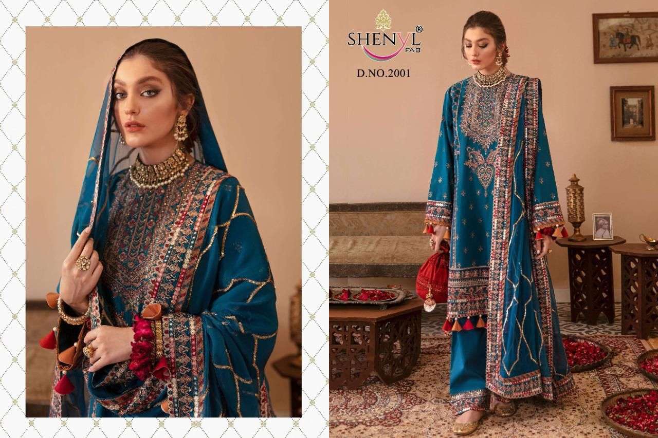AIROZEH VOL-2 BY SHENYL FABS 2001 TO 2004 SERIES DESIGNER PAKISTANI SUITS BEAUTIFUL STYLISH FANCY COLORFUL PARTY WEAR & ETHNIC WEAR FAUX GEORGETTE EMBROIDERED DRESSES AT WHOLESALE PRICE
